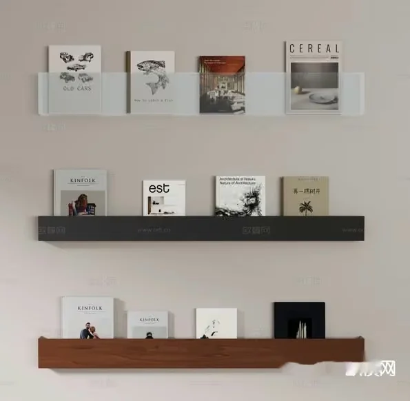 Wall-Mounted Bookshelves 3D Model – 16532 – VRAY Render