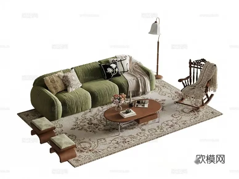 Cozy Living Room 3D Model – 12977 – VRAY Render