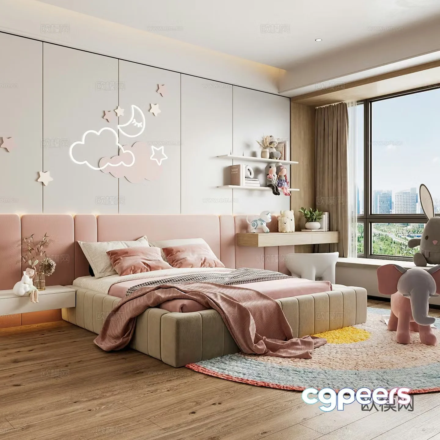 Modern children’s room boy’s room girl’s room children’s bed children’s wardrobe children’s desk 3d model