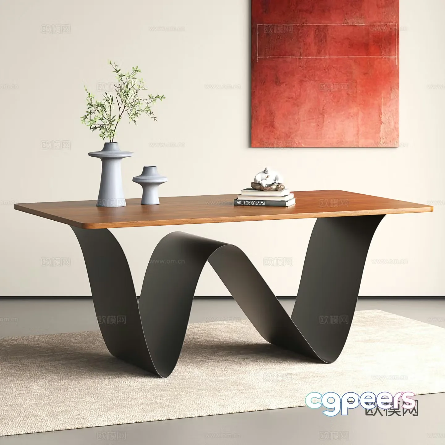 Modern dining table Simple dining table Wrought-out dining table Long dining table 3D model