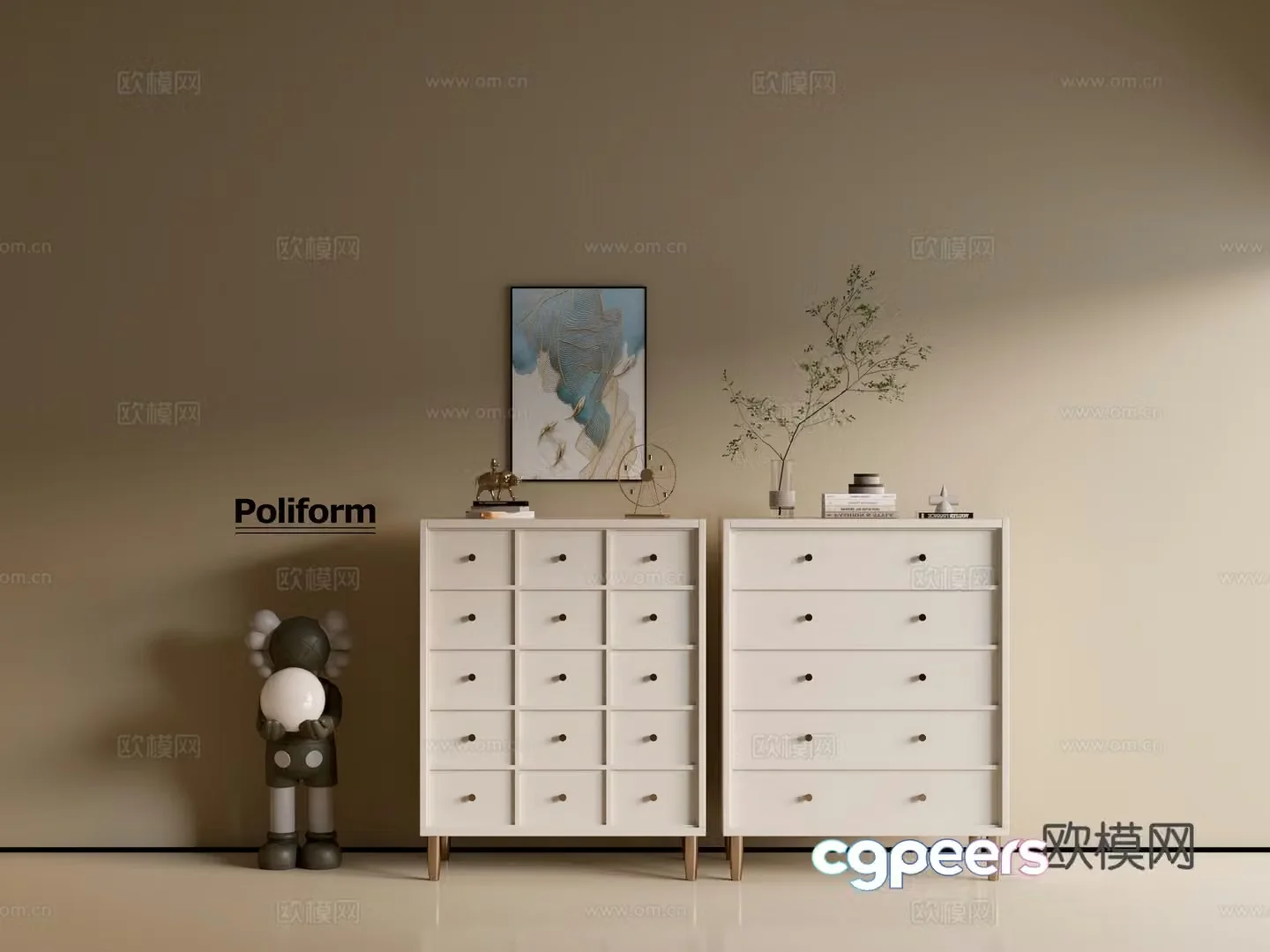 Modern cream wind chest of cabinet ins wind minimalist wind cabinet whole cabinet sideboard balcony cabinet 3d model
