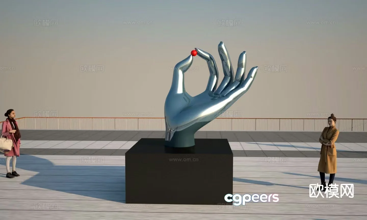 Palm sculpture square sculpture 3d model