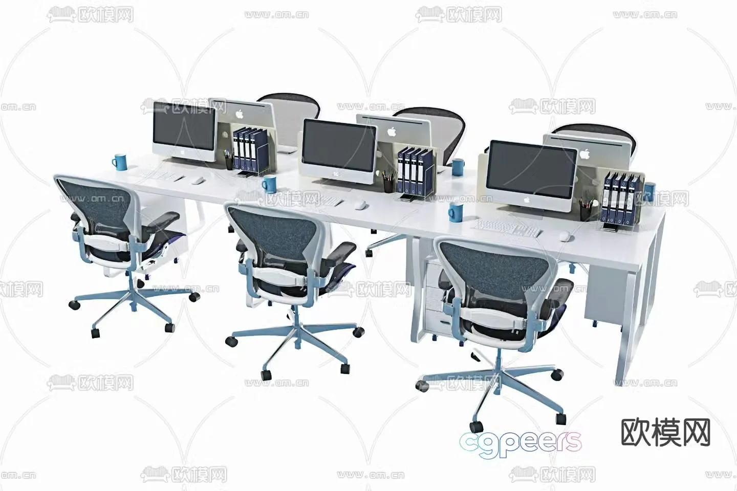 Card space office desk and chair staff table work station 3D model