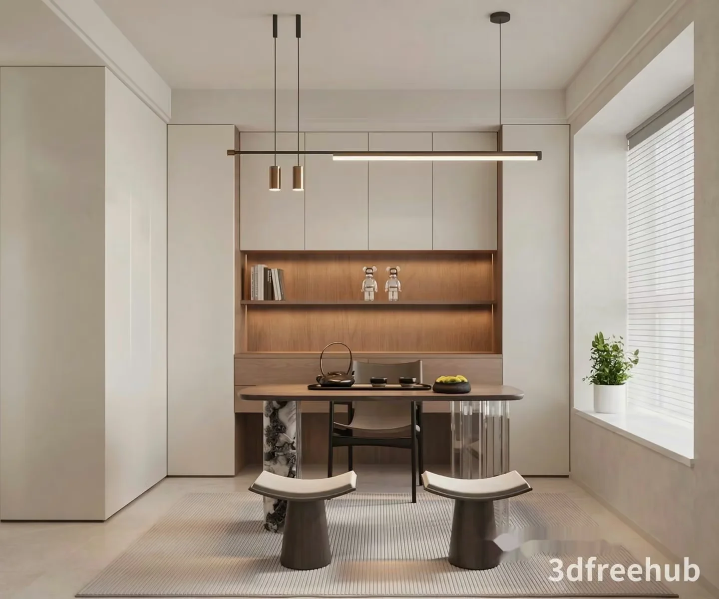 Modern Minimalist Dining Room 3D Model – 20213 – VRAY Render