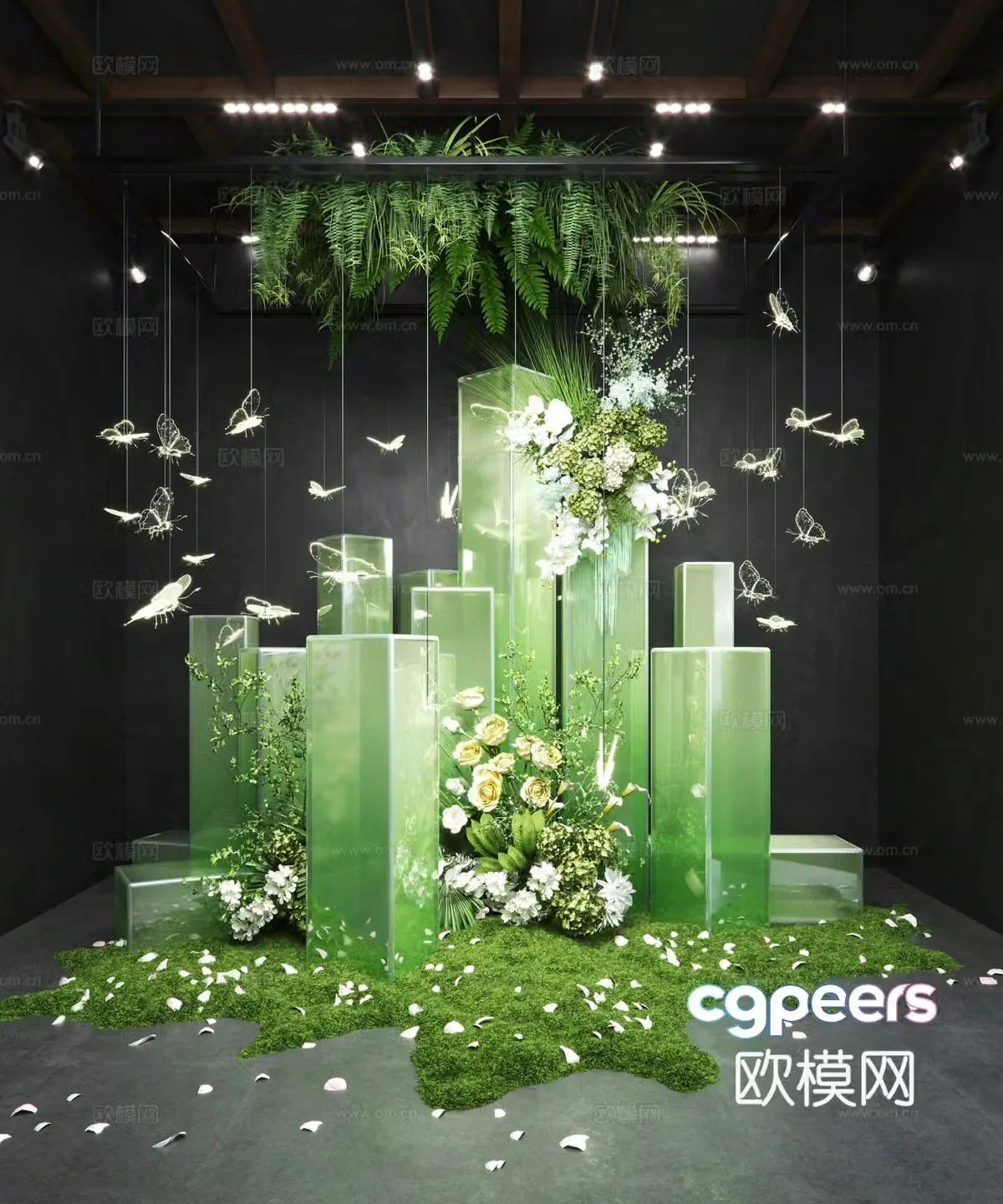 Modern interior art installation chandelier 3d model