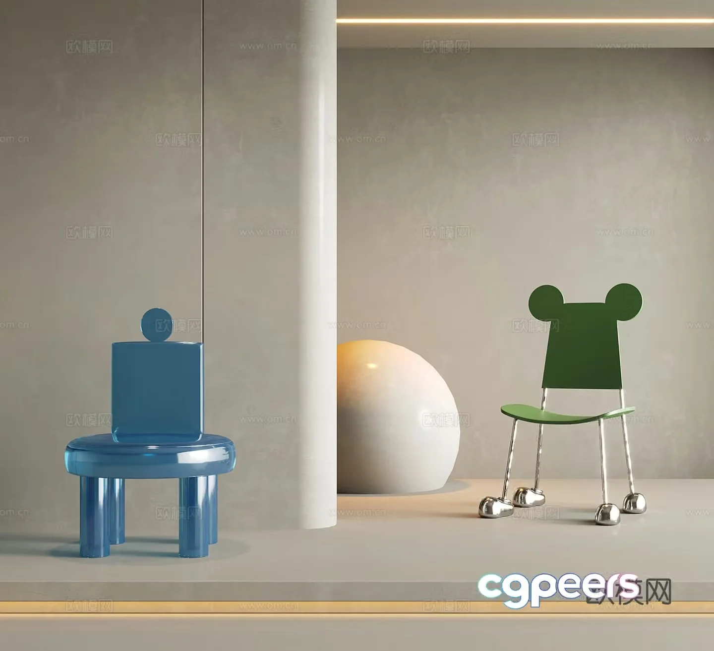 Modern chair Children’s chair Acrylic stainless steel Single chair 3d model