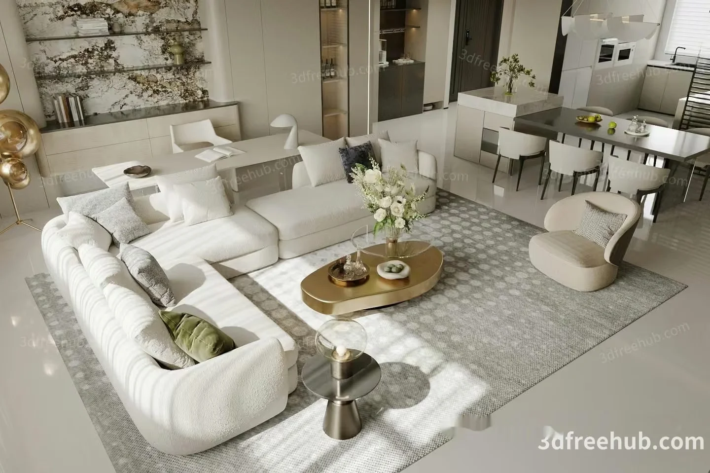 Modern Living Room 3D Model – 21087 – VRAY Render