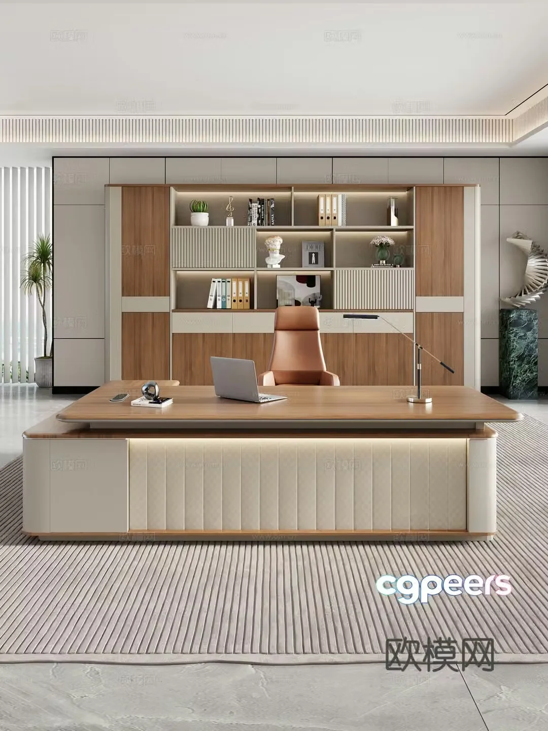 Modern office desk chair office desk boss desk large desk chair manager desk general plant table 3D model