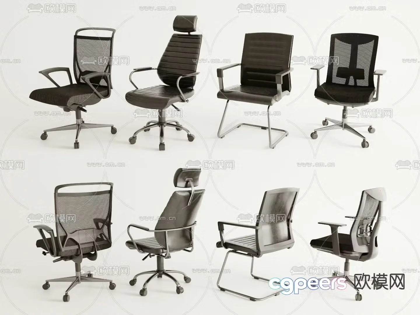 Modern office chair swivel chair computer chair staff chair 3d model