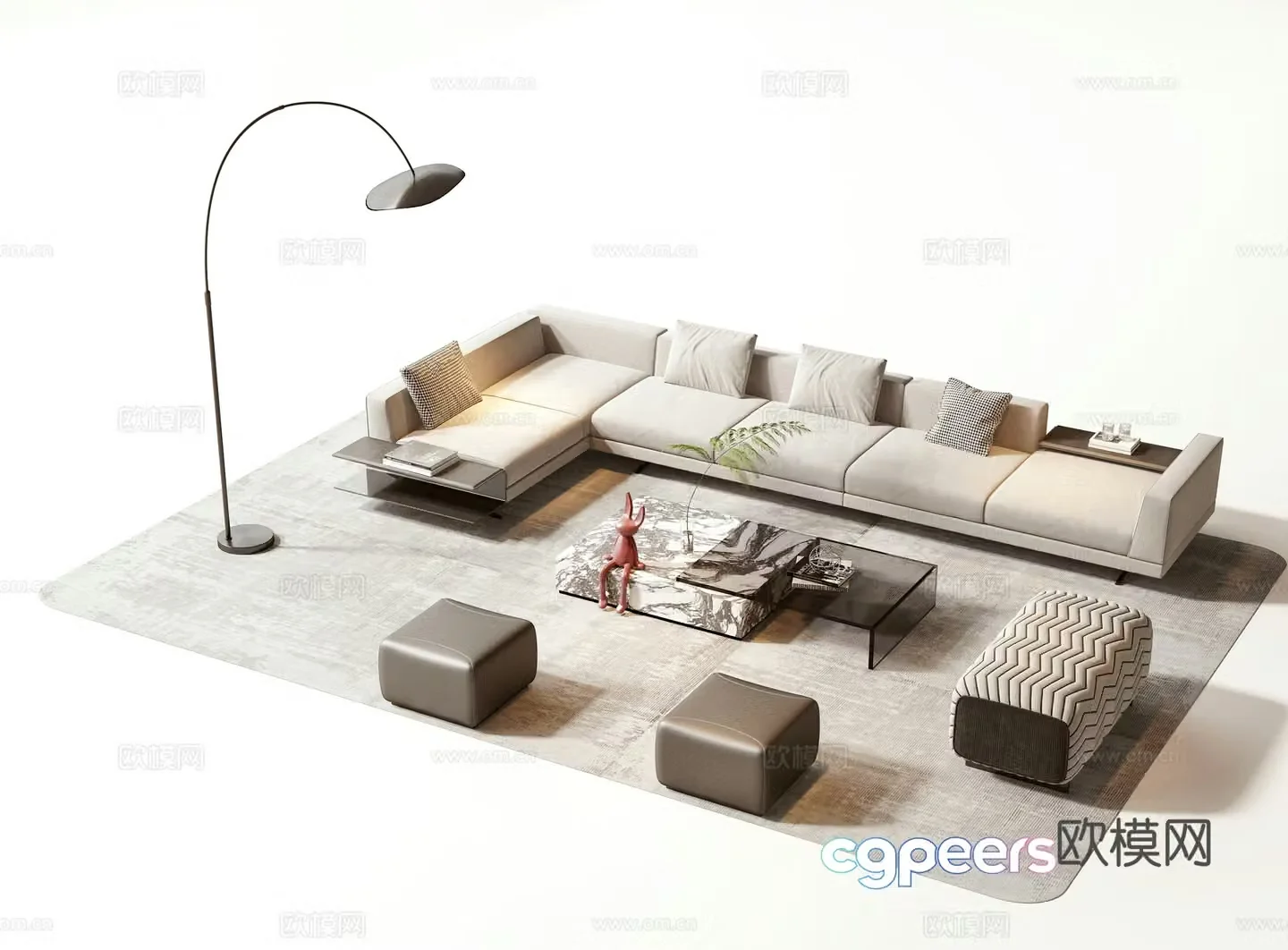 Modern sofa coffee table set 3d model