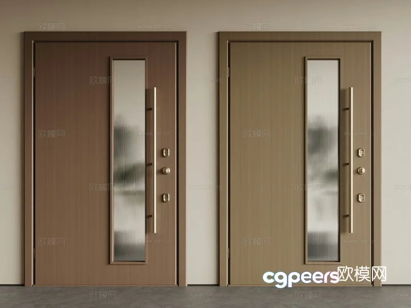 Modern mother and child door wooden door case door glass door 3d model