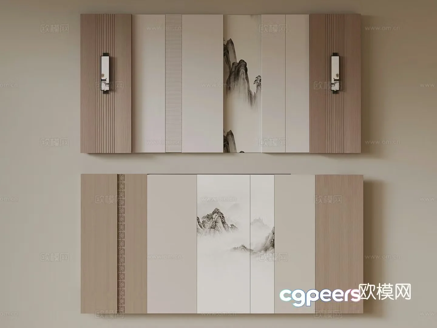 New Chinese style background wall TV background wall 3d model