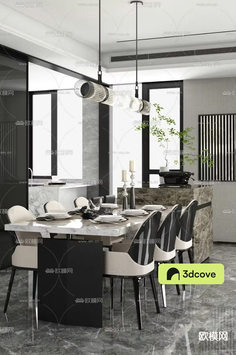 Yuanhe Daqian modern high-end gray restaurant