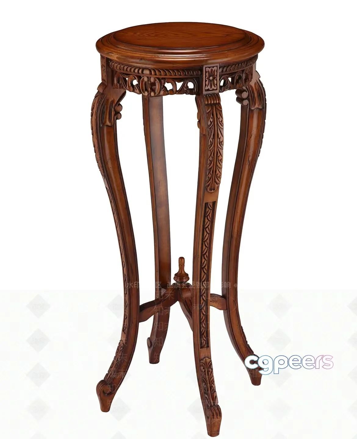 A Small Round Wooden Table 3D Model – 4174 – CORONA Render