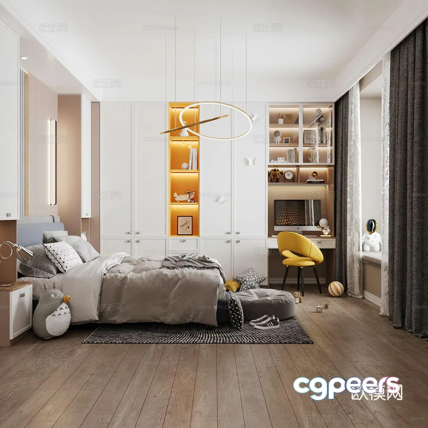 Modern children’s room boy’s room girl’s room children’s bed children’s wardrobe children’s desk 3d model