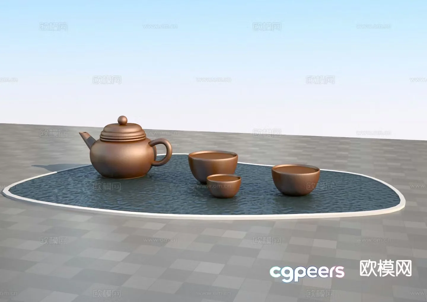 Modern teapot sculpture 3d model
