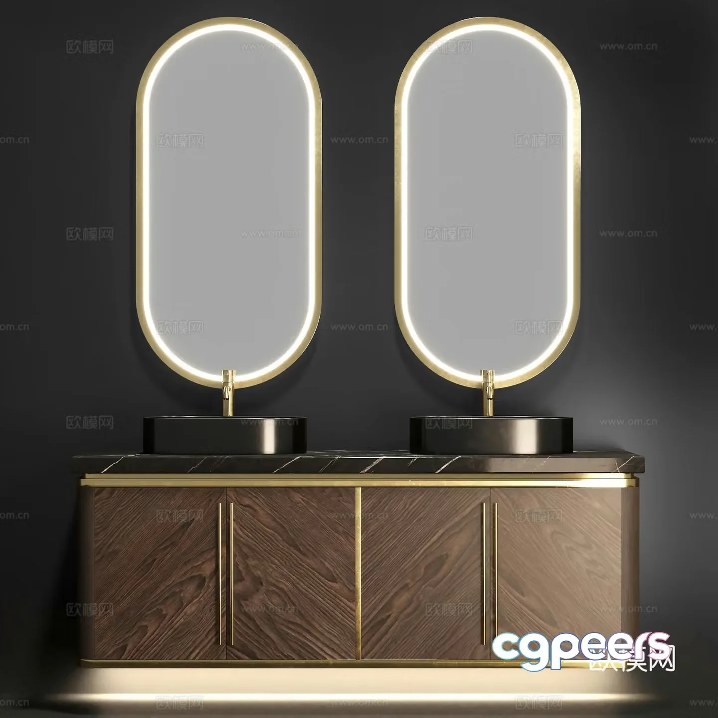 New Chinese style light luxury bathroom cabinet 3D model