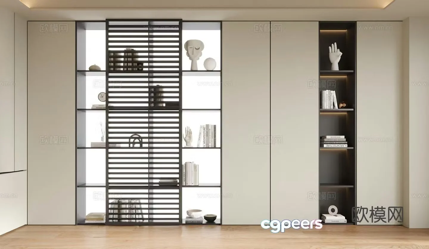 Modern bookcase wall-to-wall bookcase open bookcase 3d model