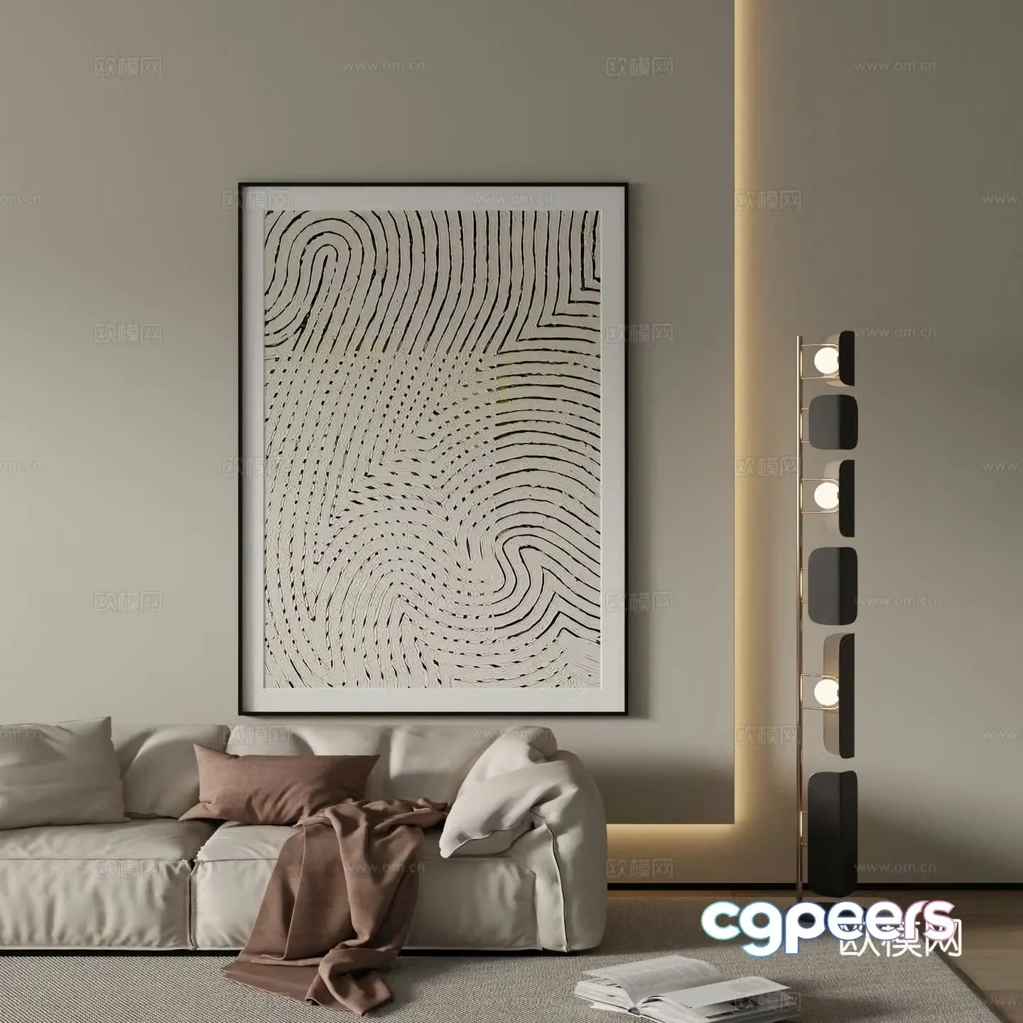 Modern abstract painting decorative painting 3d model