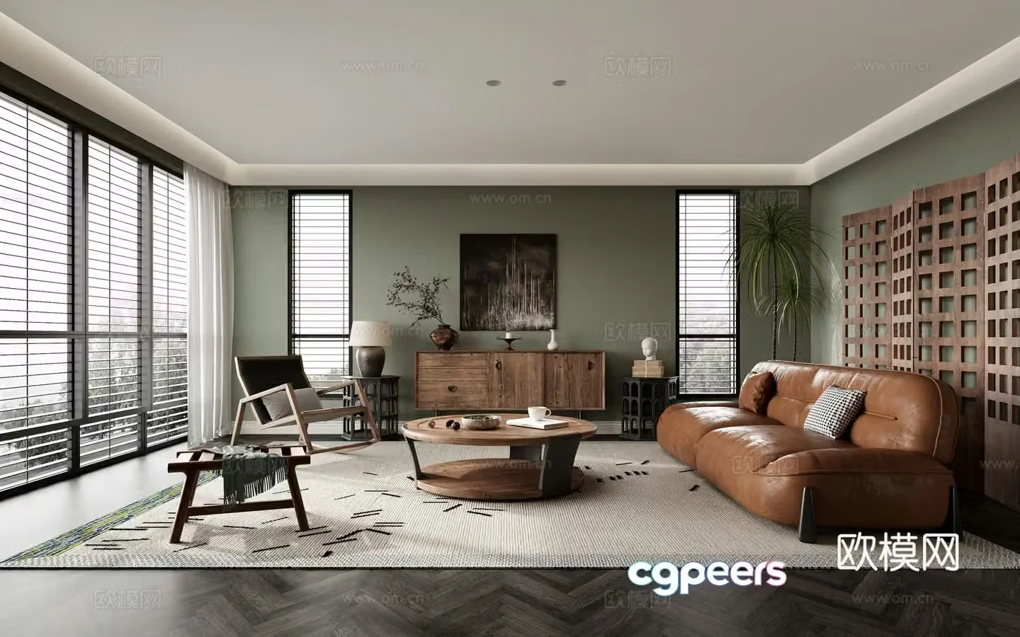 Middle-aged living room 3d model