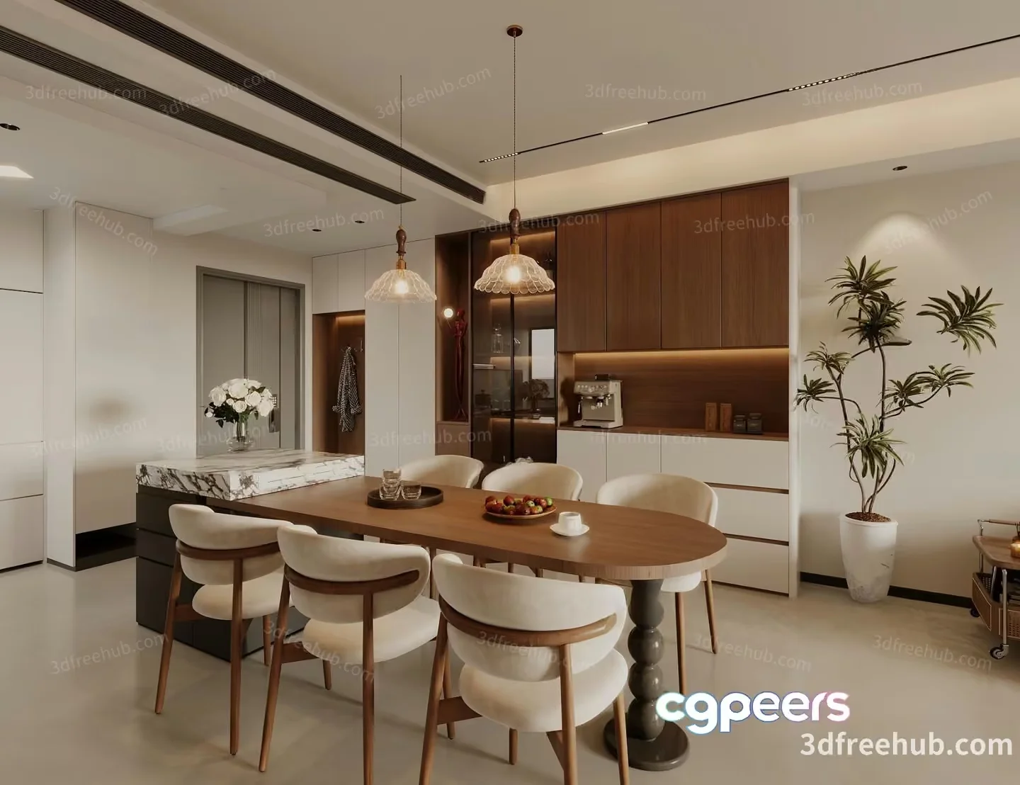 Modern Dining Room 3D Model – 22709 – VRAY Render