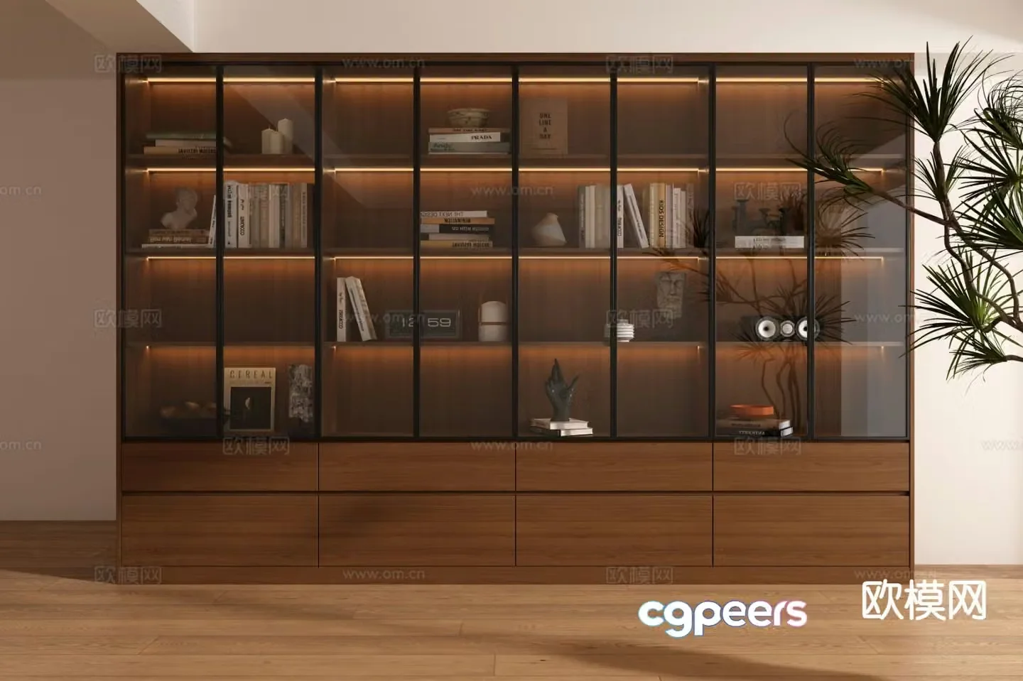 Medieval style cabinet bookcase glass cabinet 3d model