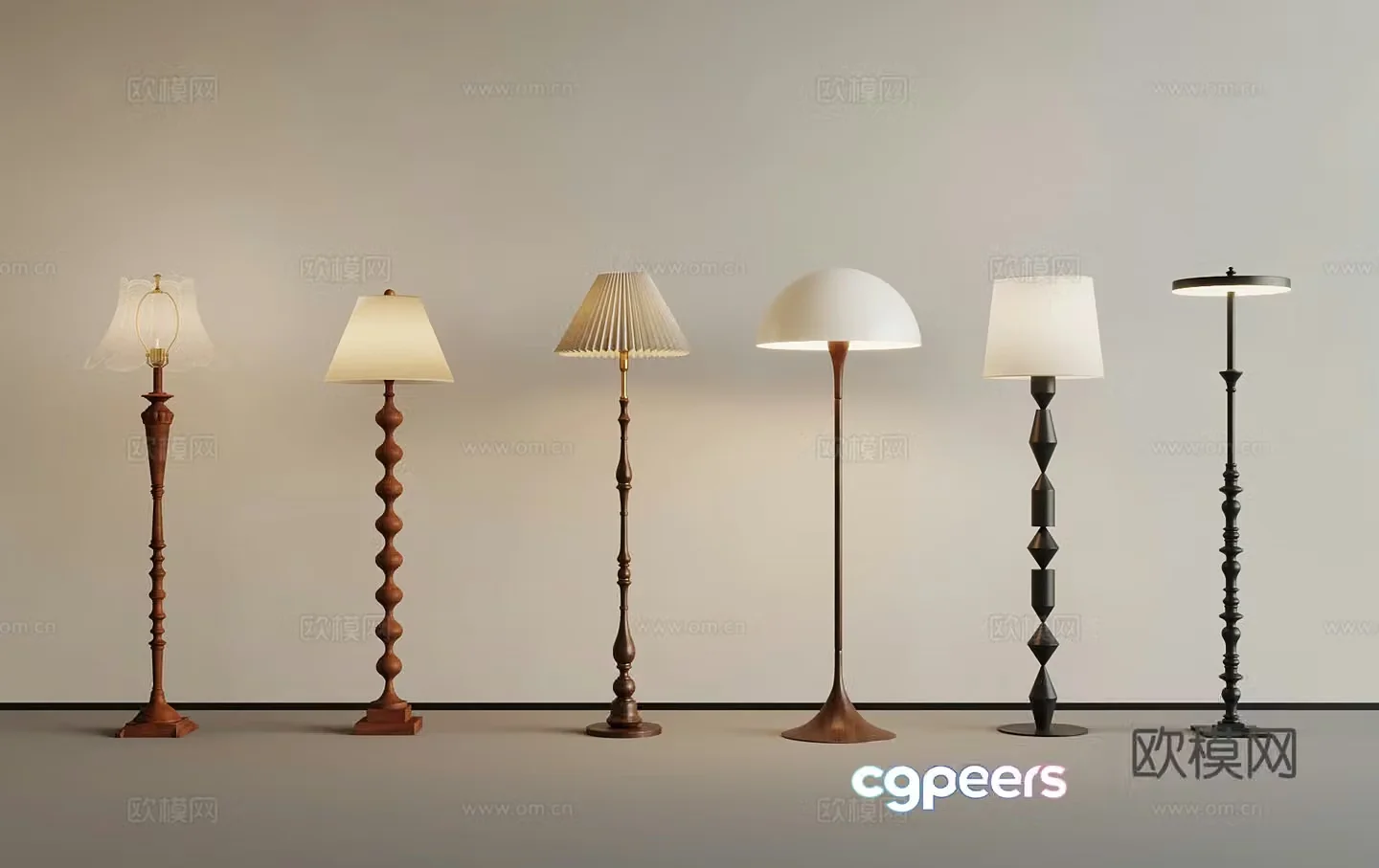 French floor lamp Middle style floor lamp 3D model