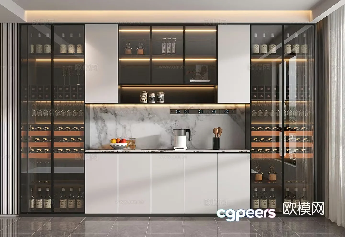 Modern wine cabinet side wine cabinet 3d model