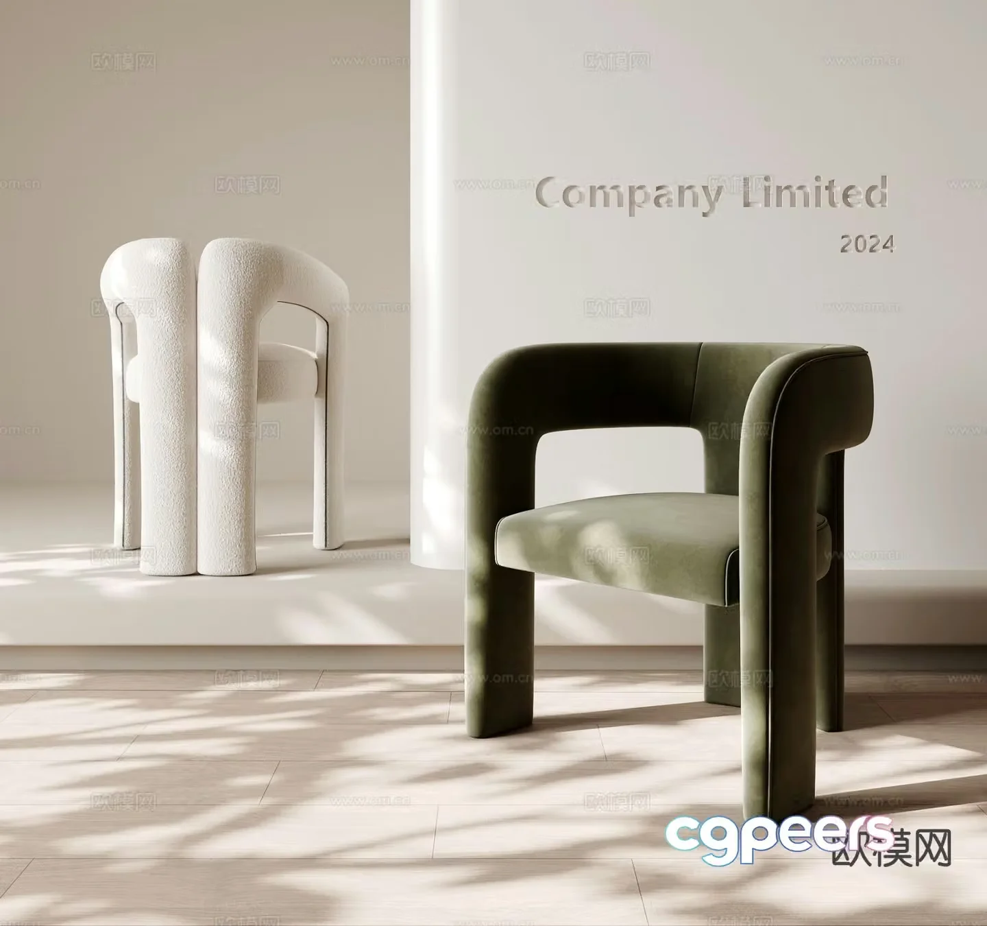 Modern single chair dining chair 3d model