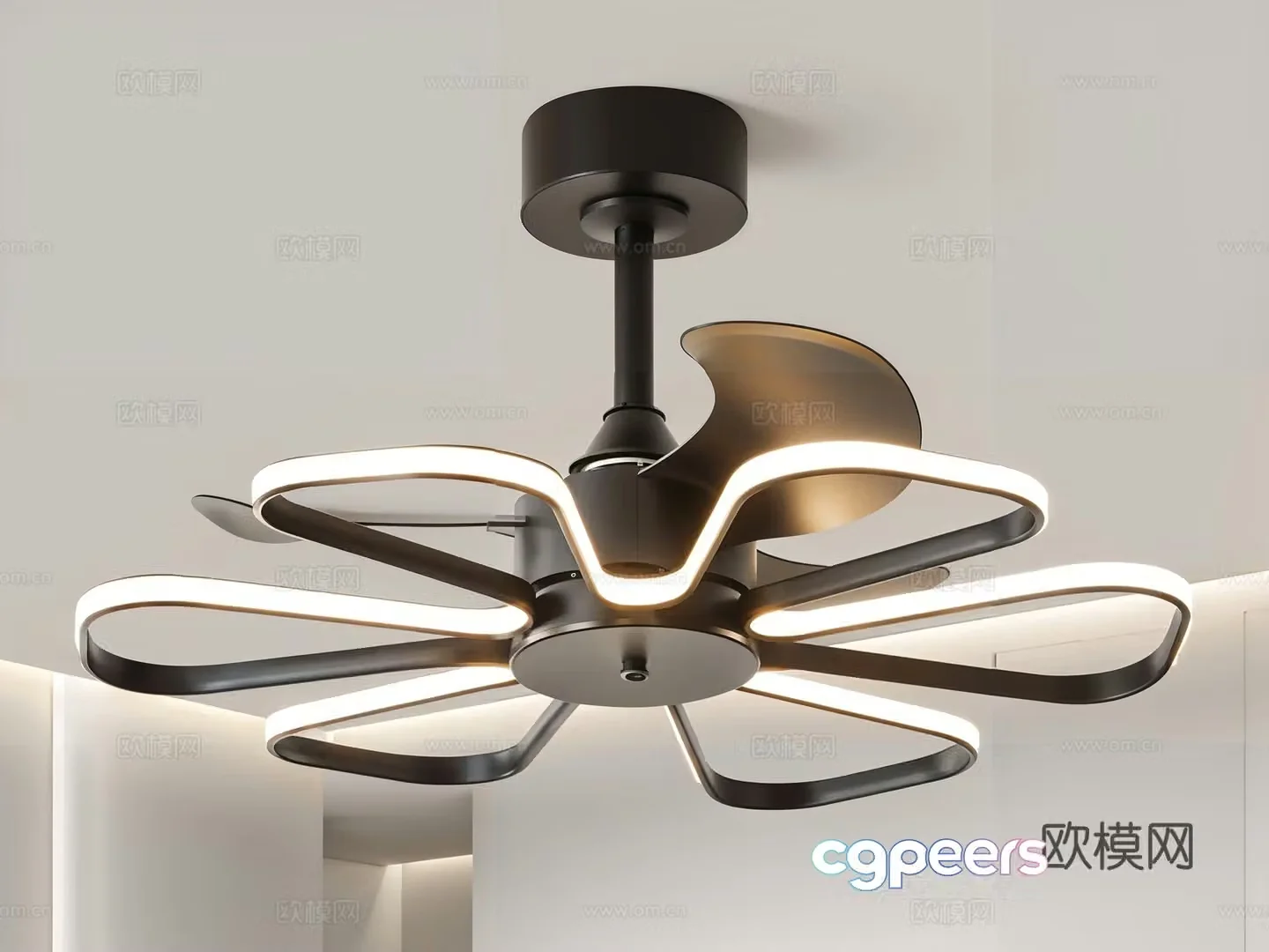 Modern fan light Art light Living room fan light 3d model