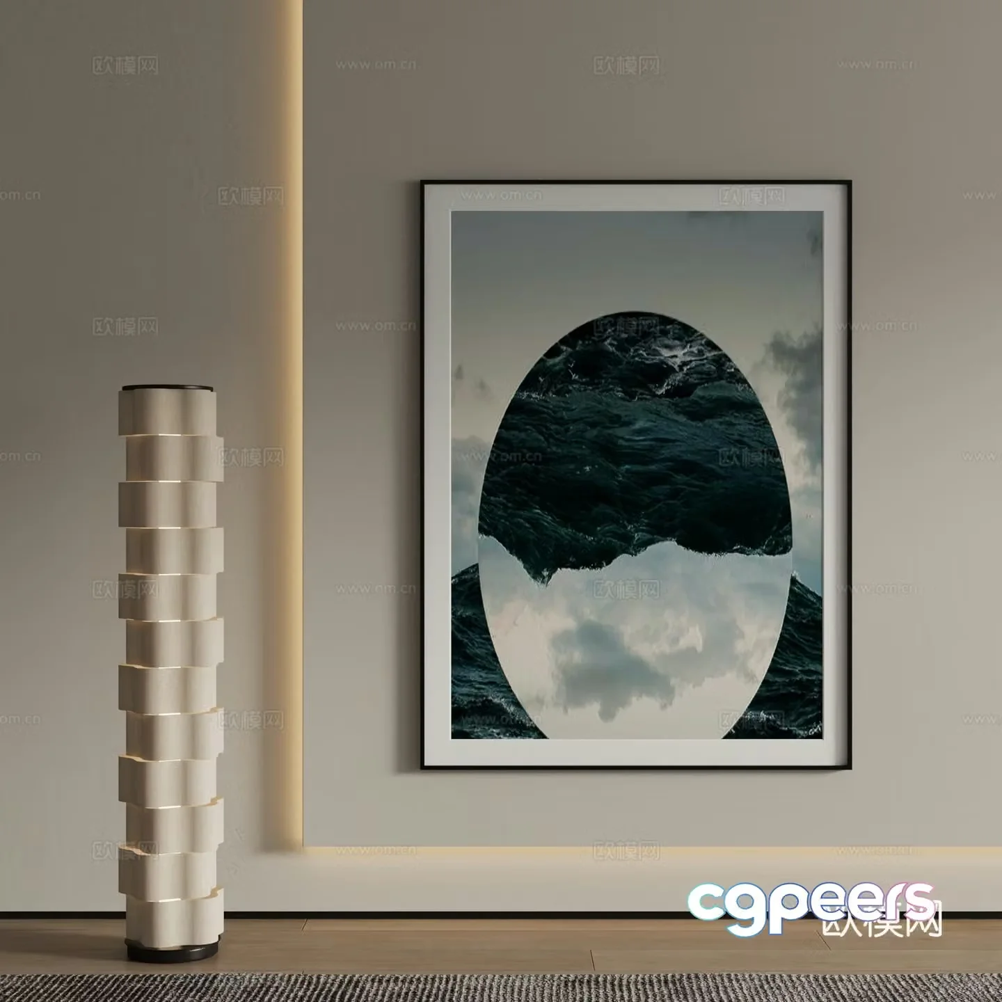 Modern decorative painting Abstract hanging painting 3d model