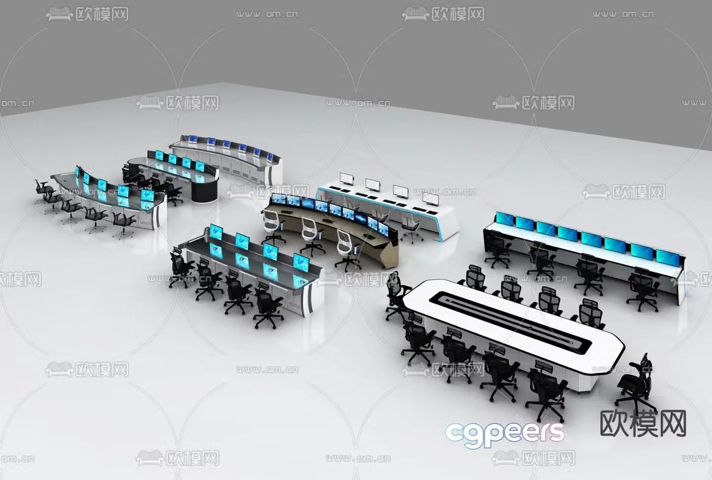 Monitoring desk console desk 3d model