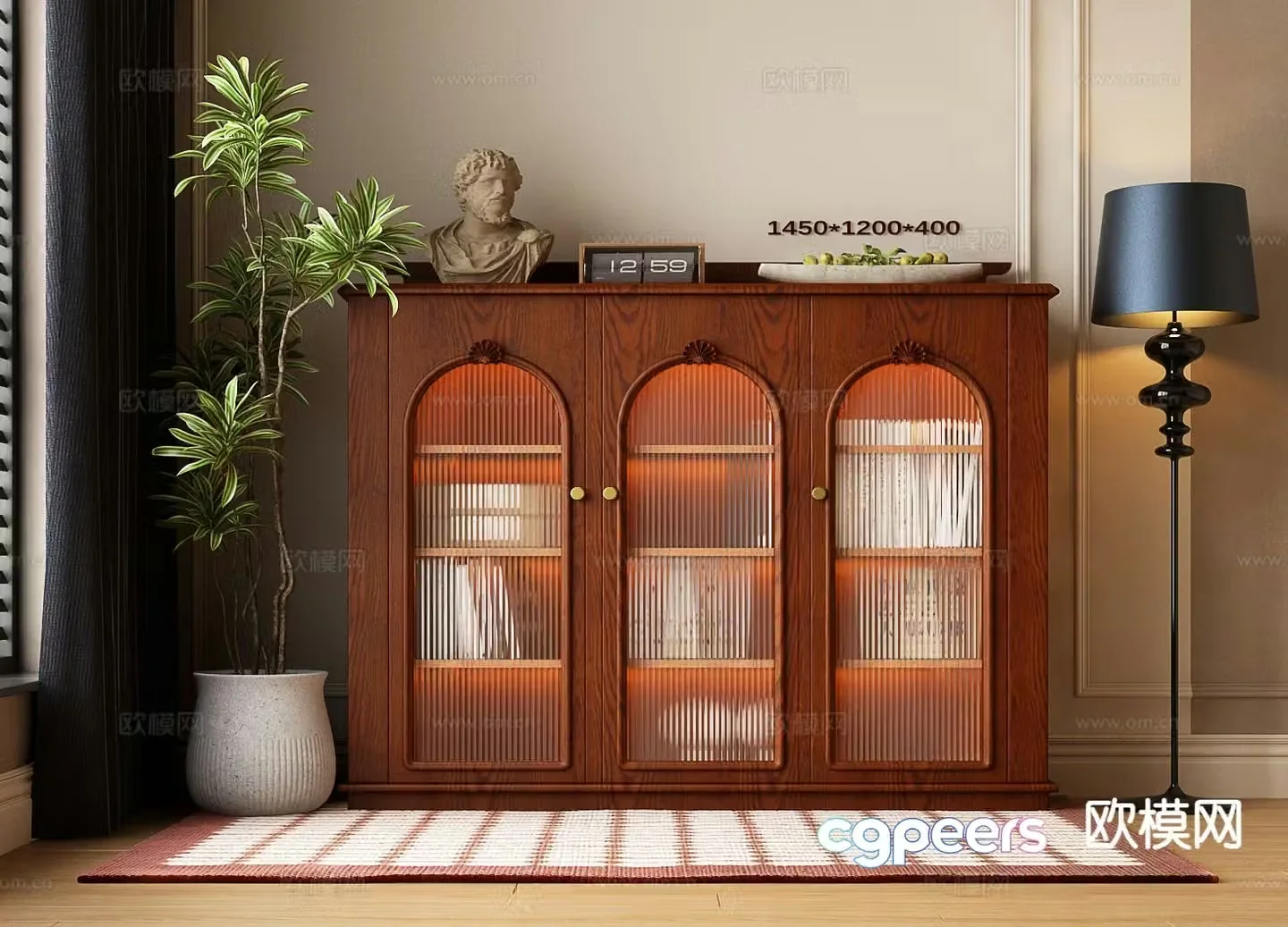 American bookcase low cabinet 3d model