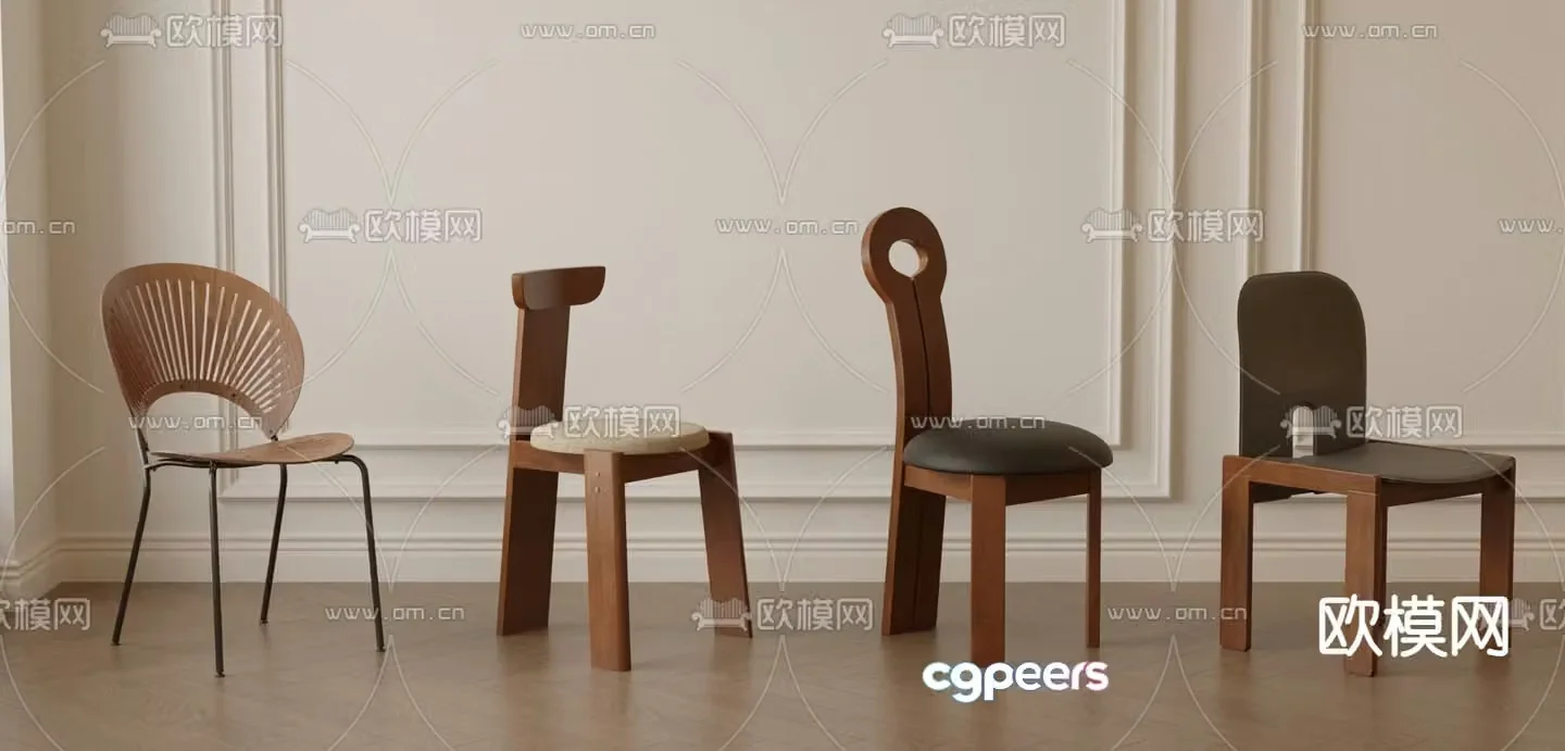 Medieval style chair wooden chair single chair dining chair 3d model