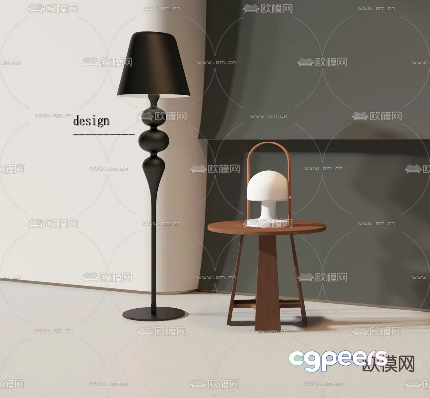 Simple floor lamp hat floor lamp 3d model
