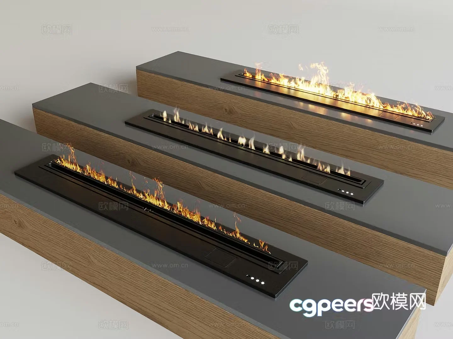 Smart electronic fireplace built-in fireplace 3d model
