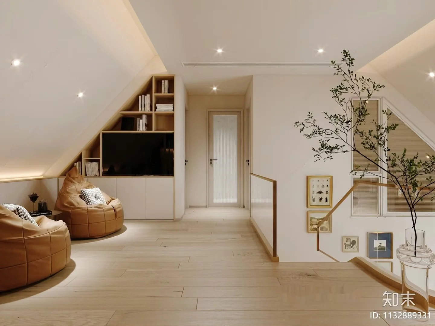 Modern Attic Space 3D Model – 12720 – VRAY Render