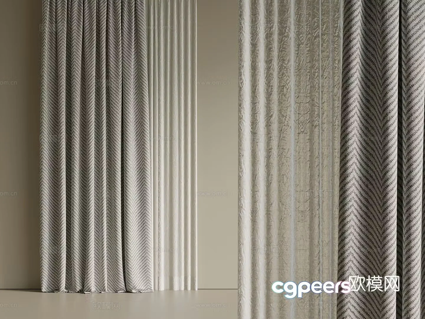 French Light Luxury Universal Curtain Living Room Curtain Bedroom Curtain 3D Model