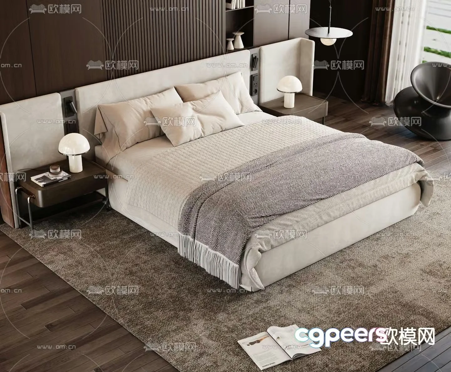 Minotti modern double bed 3d model