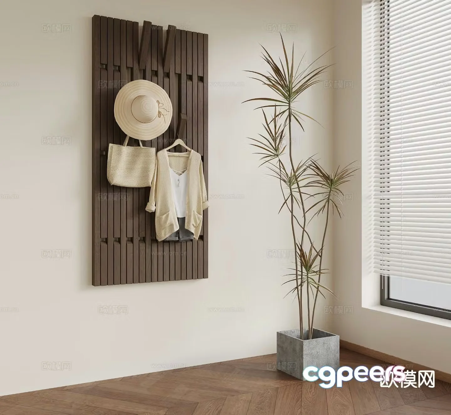 Medieval style clothes board and clothes hanger 3D model