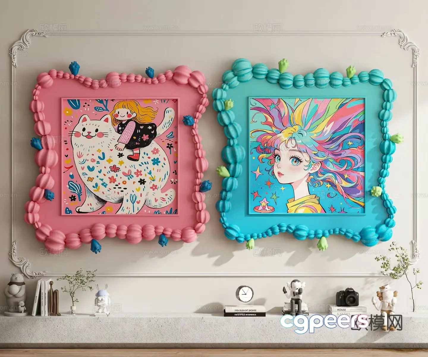 Dopamine children’s room hanging painting decorative painting 3D model