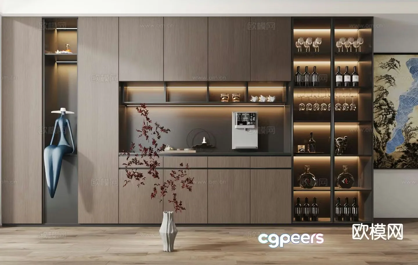 New Chinese style wine cabinet sideboard 3D model