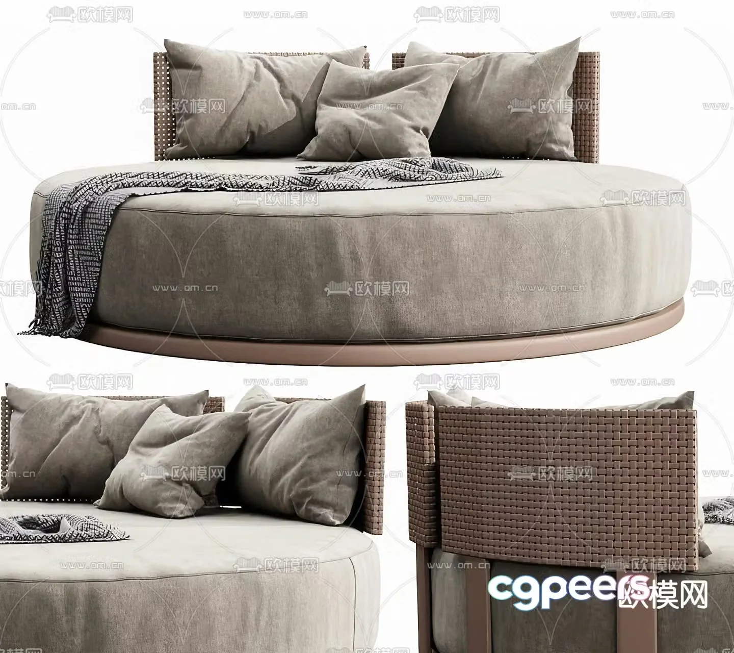 Medieval style round sofa 3d model