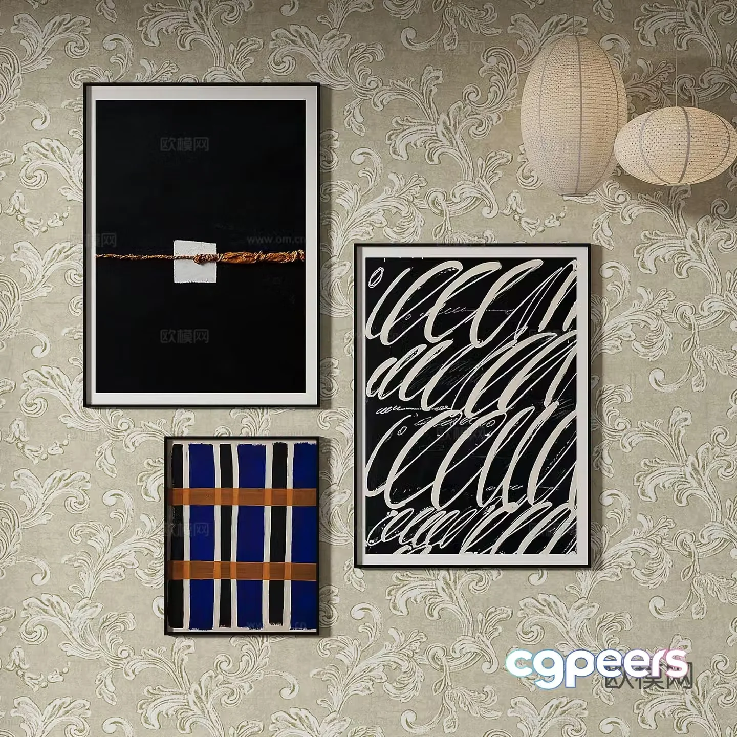 Simple European abstract painting decorative painting 3d model