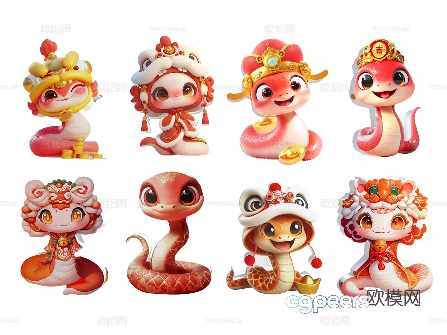 Sticker Snake Year Mascot Snake Baby Snake 2025 Year of Snake Elements Cartoon Snake New Year Snake 3D Model