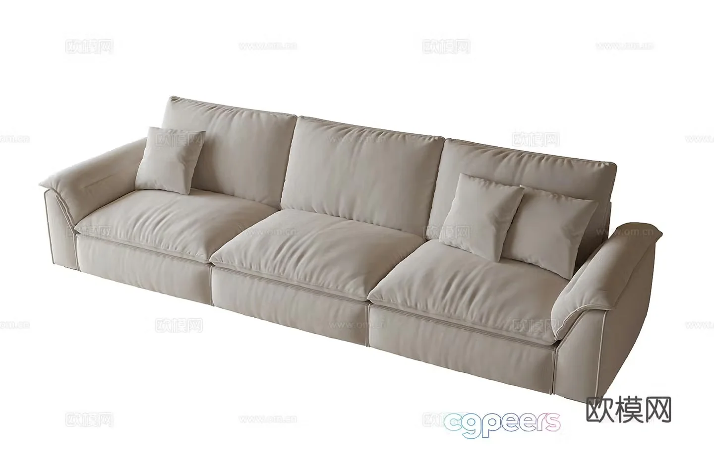 Modern three-person sofa living room sofa 3d model