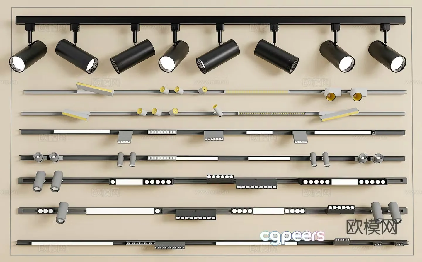 Track spotlight downlight linear lamp embedded downlight magnetic spotlight 3D model