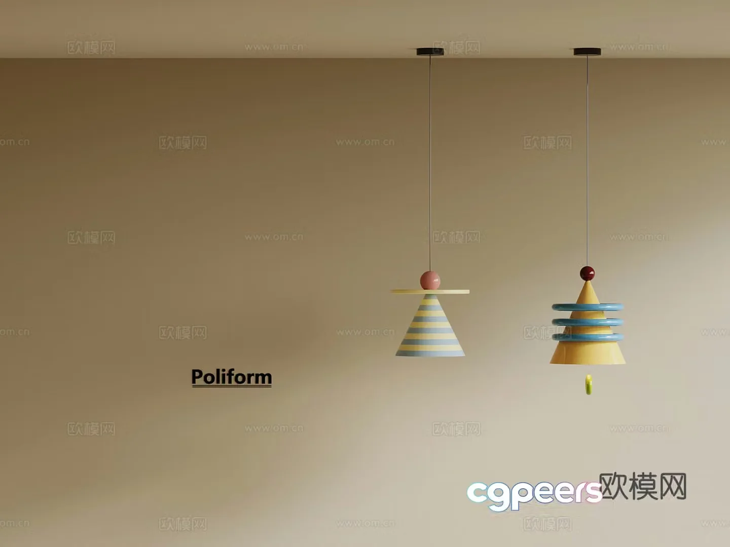 Modern small dopamine chandelier fishing line chandelier 3d model
