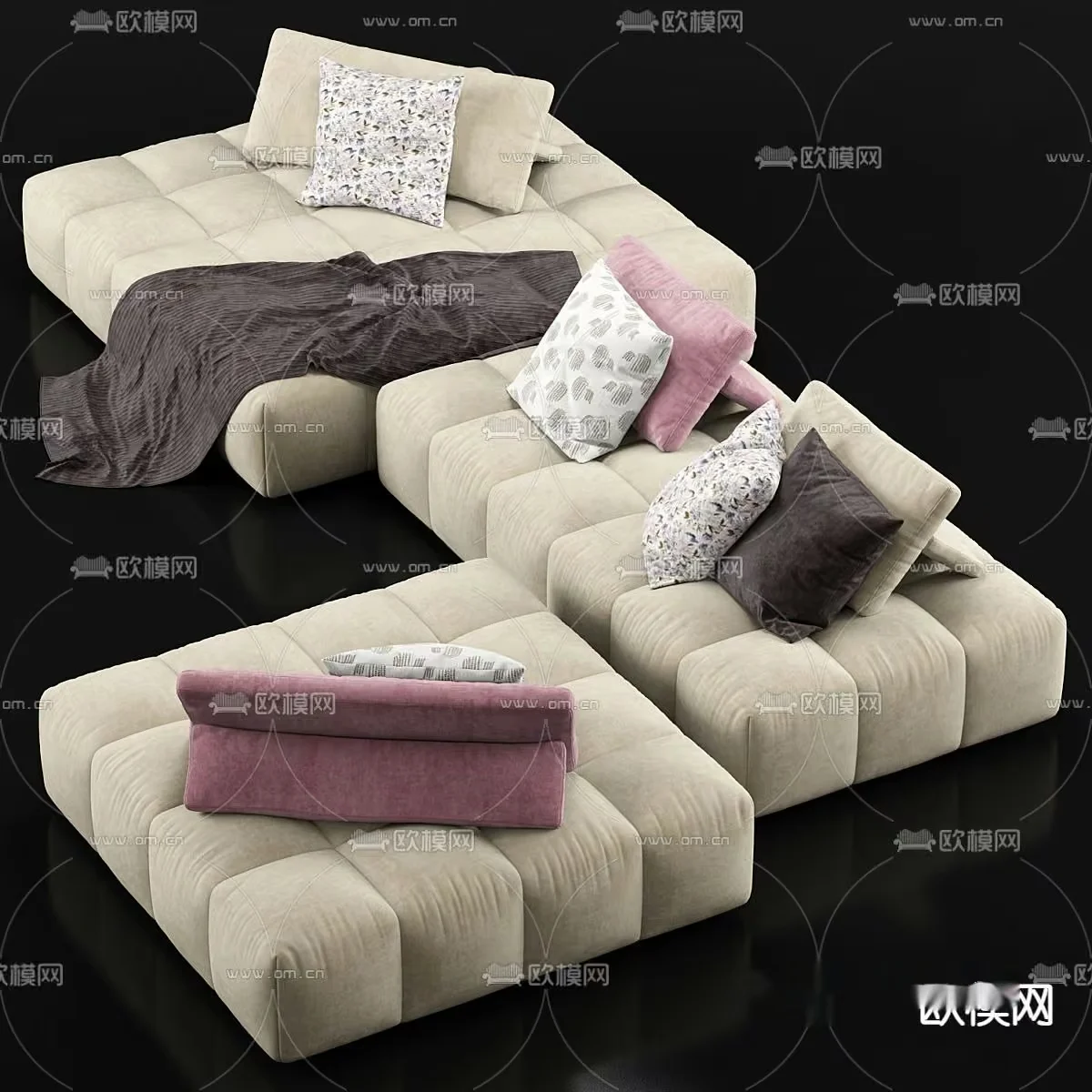 Modern Beige Couch 3D Model – 13650 – VRAY Render