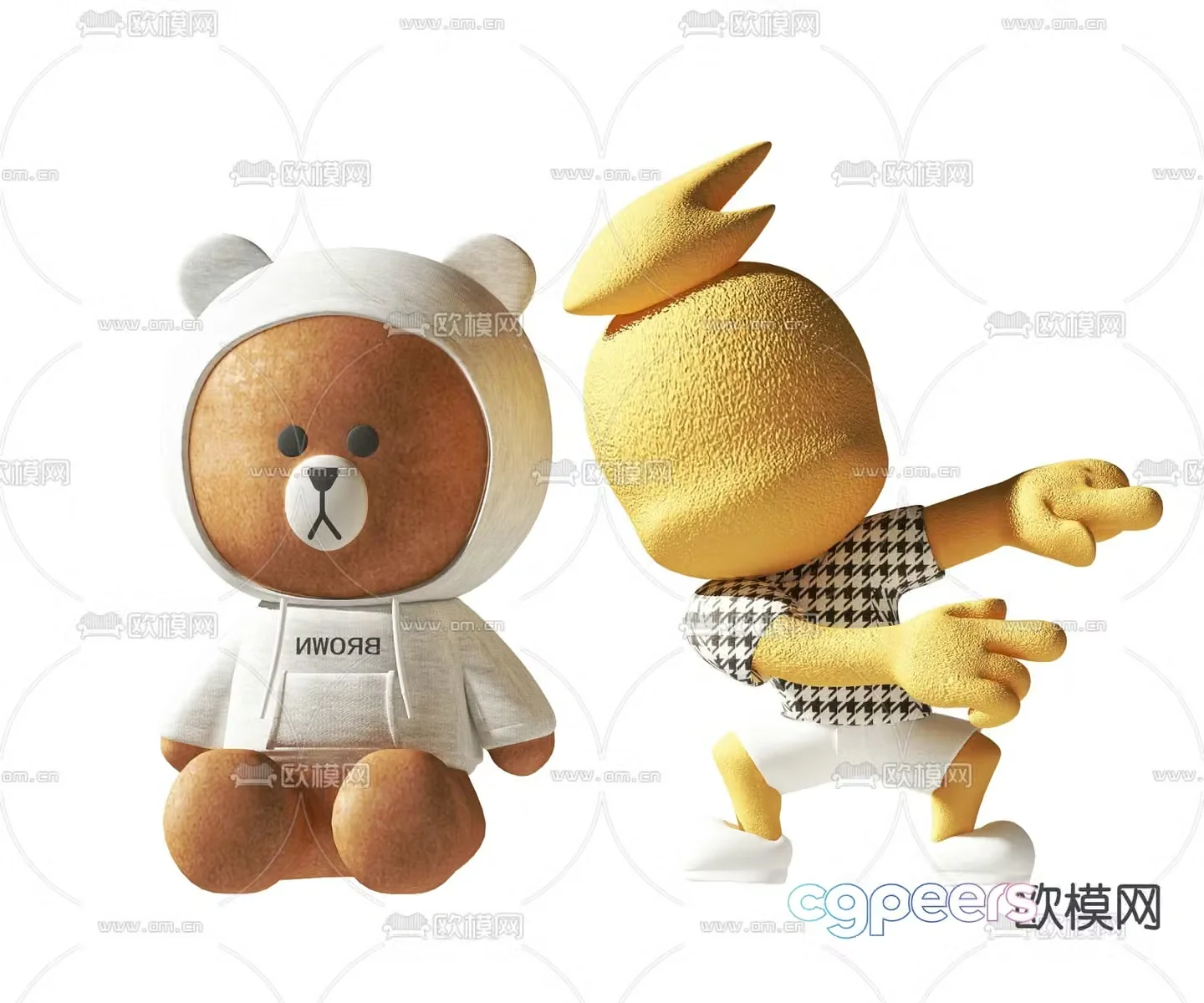 Modern bear plush toy 3d model